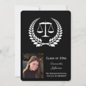 Black/White Laurel Law School Afstuderen Kaart (Voorkant)