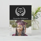 Black/White Laurel Law School Afstuderen Kaart (Staand voorkant)