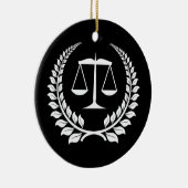 Black/White Laurel Law School Afstuderen Keramisch Ornament (Rechts)