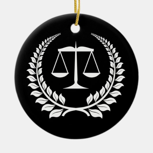 Black/White Laurel Law School Afstuderen Keramisch Ornament (Voorkant)