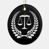 Black/White Laurel Law School Afstuderen Keramisch Ornament (Links)