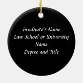 Black/White Laurel Law School Afstuderen Keramisch Ornament (Achterkant)