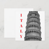 Black White Leaning Tower of Pisa Italy Bedankkaart (Voorkant / Achterkant)