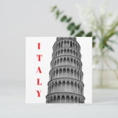 Black White Leaning Tower of Pisa Italy Bedankkaart (Staand voorkant)