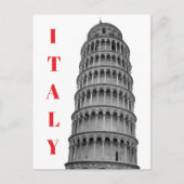 Black White Leaning Tower of Pisa Italy Briefkaart (Voorkant)