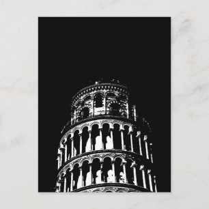 Black White Leaning Tower van Pisa Italië Briefkaart