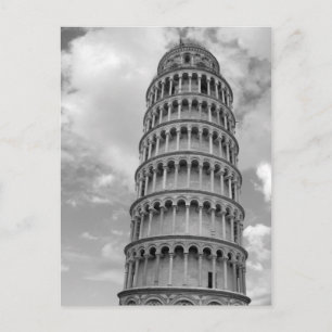 Black White Leaning Tower van Pisa Italië Briefkaart