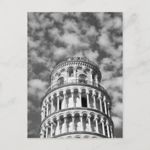 Black White Leaning Tower van Pisa Italië Briefkaart