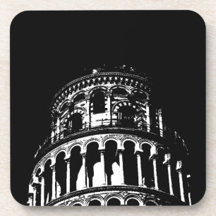 Black White Leaning Tower van Pisa Italië Onderzetter