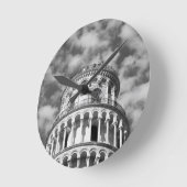 Black White Leaning Tower van Pisa Italië Ronde Klok (Hoek)