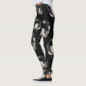 Black White Lemur Pattern Full Print Leggings (Links)