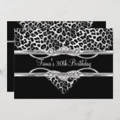 Black White Leopard 30th Birthday Elegant Kaart (Voorkant / Achterkant)