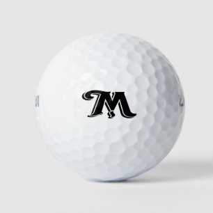 Black White  Letter M Monogramed Golfballen