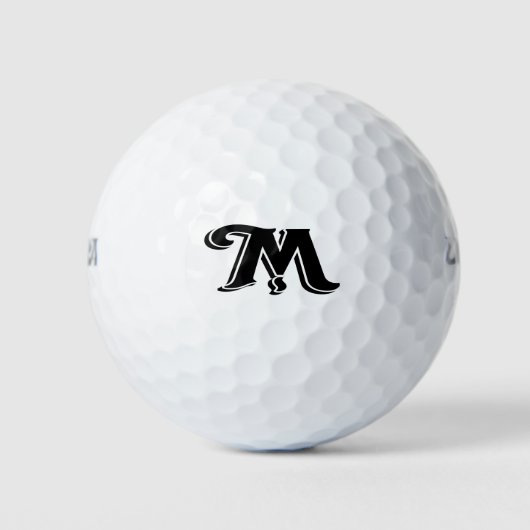 Black White Letter M Monogramed Golfballen (Voorkant)