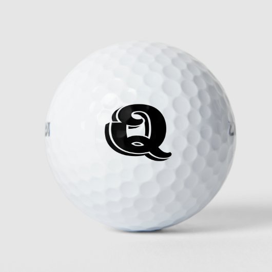 Black White  Letter Q Monogramed Golfballen (Voorkant)