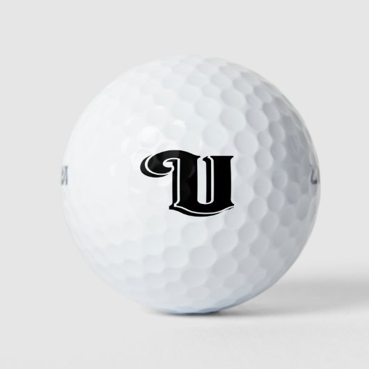 Black White  Letter U Monogramed Golfballen (Voorkant)