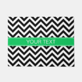 Black White LG Chevron Emerald Name Monogram Deurmat (Voorkant)