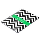 Black White LG Chevron Emerald Name Monogram Notitieboek (Linkerzijde)