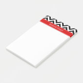Black White LG Chevron Red Name Monogram Post-it® Notes (Schuin)