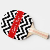 Black White LG Chevron Red Name Monogram Tafeltennisbatje (Zijkant)
