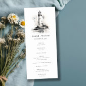 Black & White Lighthouse Sketch Wedding Programme