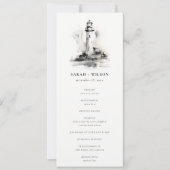 Black & White Lighthouse Sketch Wedding Programme (Devant)