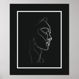 Black & White Line Art Women Line Poster