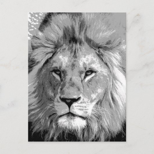 Black White Lion Briefkaart (Voorkant)