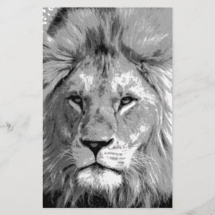 Black White Lion Briefpapier