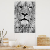 Black White Lion Eyes Challenge Inspirerend Poster (Keuken)