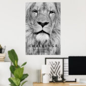 Black White Lion Eyes Challenge Inspirerend Poster (Thuiskantoor)