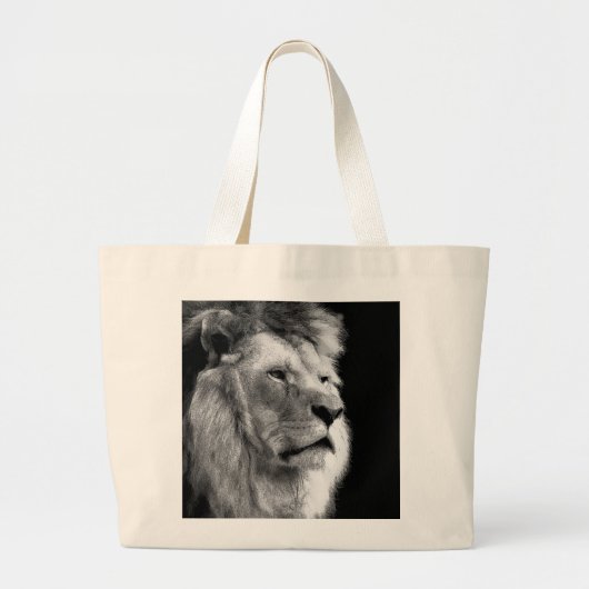 Black White Lion Grote Tote Bag (Voorkant)
