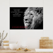 Black White Lion Inspirerend Leadership Poster (Keuken)