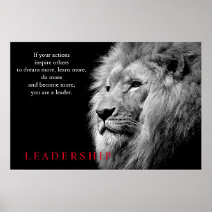 Black White Lion Inspirerend Leadership Poster