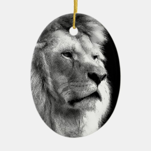 Black White Lion Keramisch Ornament (Voorkant)