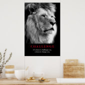 Black White Lion Motivatie uitdaging Poster (Keuken)
