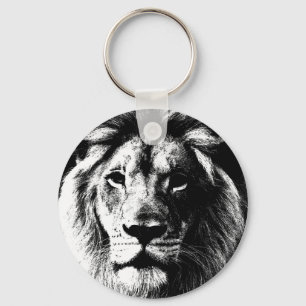 Black White Lion Motivatie uitdaging Sleutelhanger