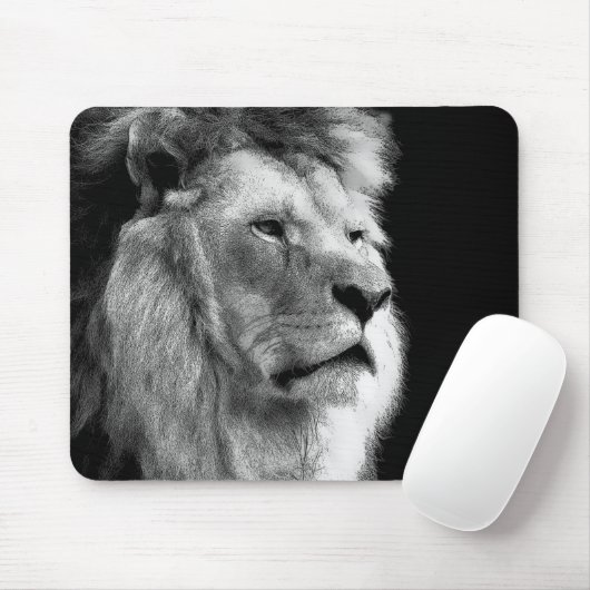 Black White Lion Muismat (Met muis)