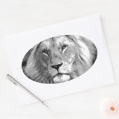 Black White Lion Ovale Sticker (Envelop)