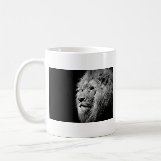 Black White Lion Portret - Dierfotografie Koffiemok (Links)