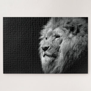 Black White Lion Portret - Dierfotografie Legpuzzel