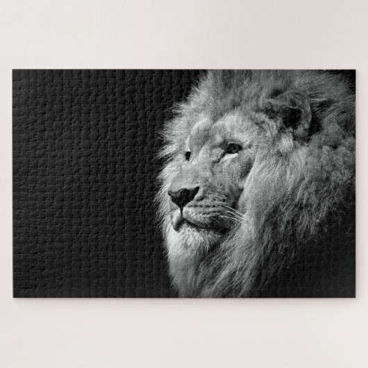 Black White Lion Portret - Dierfotografie Legpuzzel (Horizontaal)