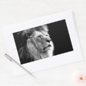 Black White Lion Rechthoekige Sticker (Envelop)