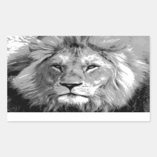 Black White Lion Rechthoekige Sticker