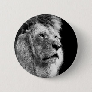 Black White Lion Ronde Button 5,7 Cm