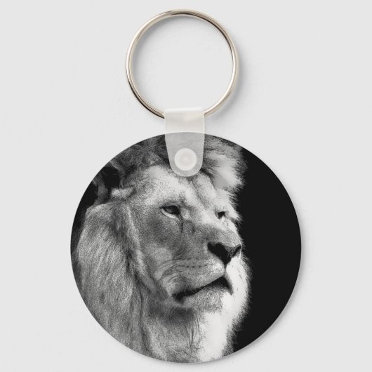 Black White Lion Sleutelhanger (Voorkant)