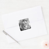 Black White Lion Vierkante Sticker (Envelop)