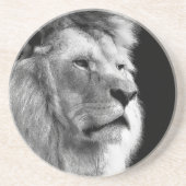 Black White Lion Zandsteen Onderzetter (Voorkant)