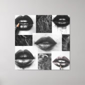 Black,White Lips Collage Canvas Statement Wall Art (Voorkant)