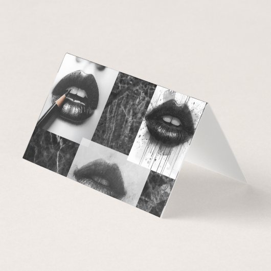 Black & White Lips Collage Folded Card (Front)